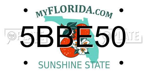 5BBE50 Florida License Plate