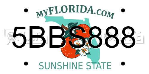 5BBS888 Florida License Plate