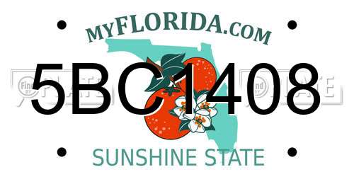 5BC1408 Florida License Plate