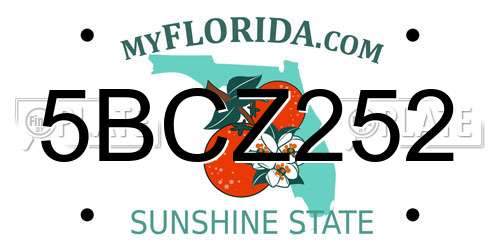5BCZ252 Florida License Plate