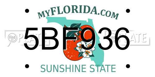 5BF936 Florida License Plate