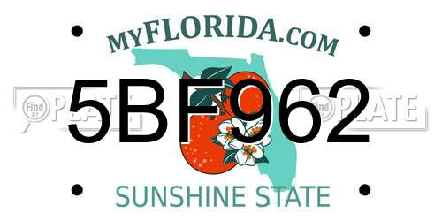 5BF962 Florida License Plate