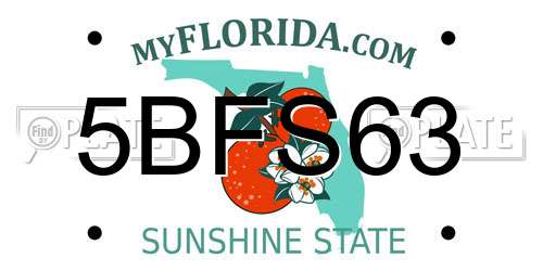 5BFS63 Florida License Plate