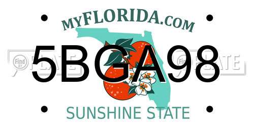 5BGA98 Florida License Plate