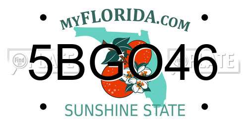 5BGO46 Florida License Plate