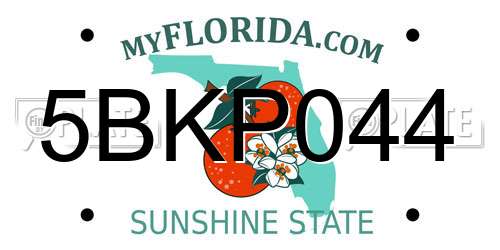 5BKP044 Florida License Plate