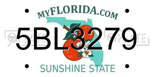 5BL3279 Florida License Plate