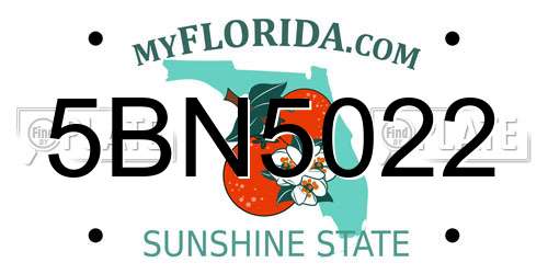 5BN5022 Florida License Plate