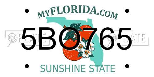 5BO765 Florida License Plate