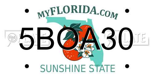 5BOA30 Florida License Plate