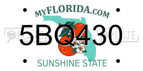 5BQ430 Florida License Plate
