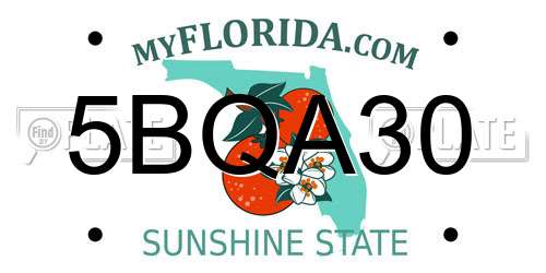 5BQA30 Florida License Plate