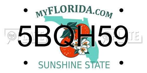 5BQH59 Florida License Plate
