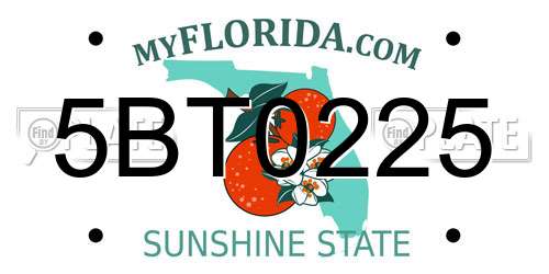 5BT0225 Florida License Plate