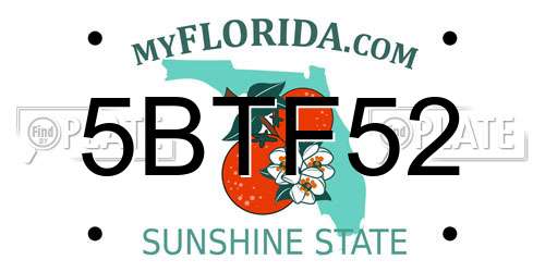 5BTF52 Florida License Plate