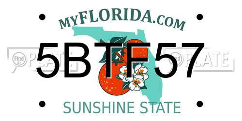 5BTF57 Florida License Plate