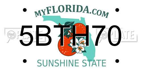 5BTH70 Florida License Plate