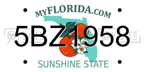 5BZ1958 Florida License Plate