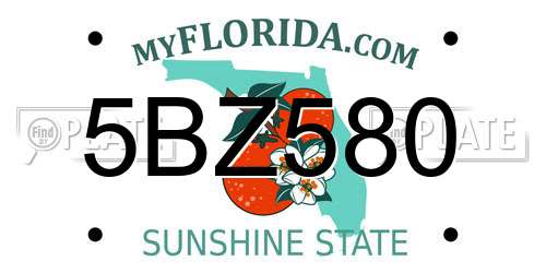 5BZ580 Florida License Plate