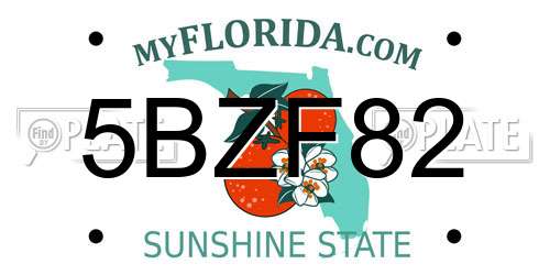 5BZF82 Florida License Plate