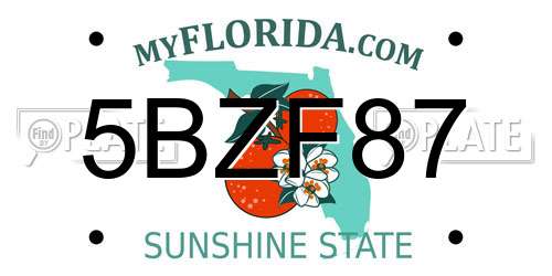 5BZF87 Florida License Plate