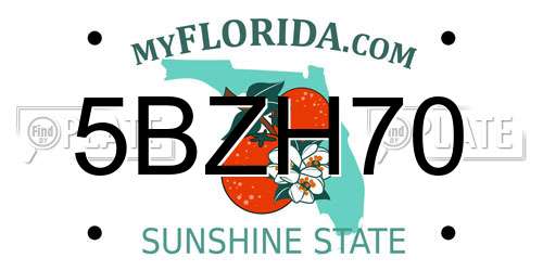 5BZH70 Florida License Plate