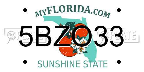 5BZO33 Florida License Plate