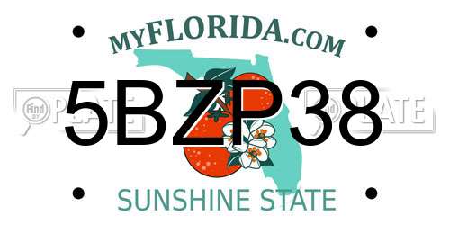 5BZP38 Florida License Plate