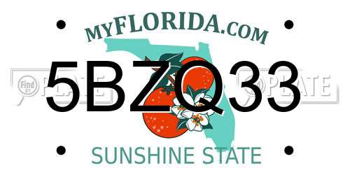 5BZQ33 Florida License Plate