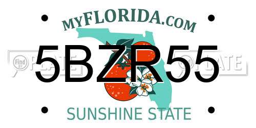 5BZR55 Florida License Plate