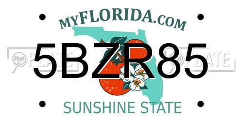 5BZR85 Florida License Plate