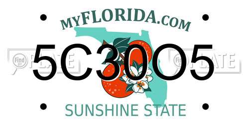 5C30O5 Florida License Plate