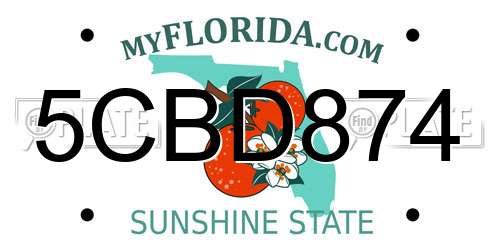 5CBD874 Florida License Plate