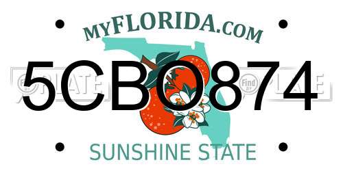 5CBO874 Florida License Plate