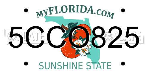 5CCO825 Florida License Plate