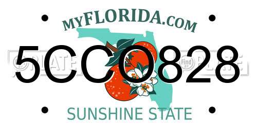 5CCO828 Florida License Plate