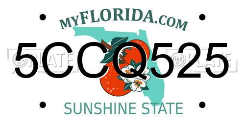 5CCQ525 Florida License Plate