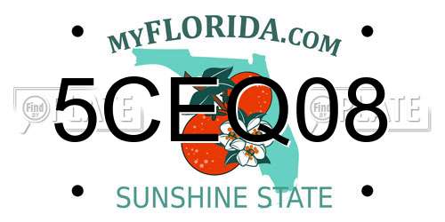 5CEQ08 Florida License Plate