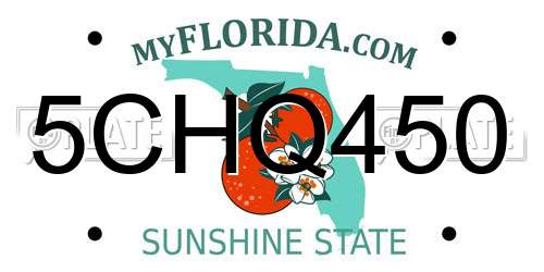5CHQ450 Florida License Plate