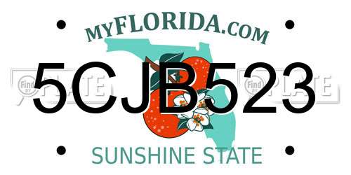 5CJB523 Florida License Plate