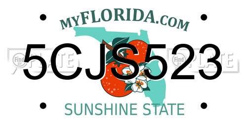 5CJS523 Florida License Plate