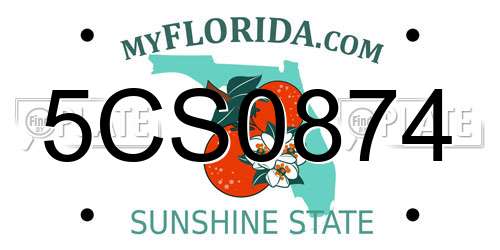 5CS0874 Florida License Plate