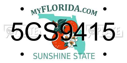 5CS9415 Florida License Plate