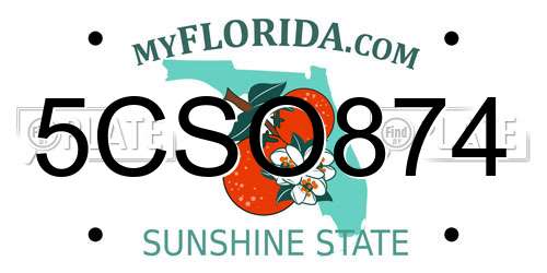 5CSO874 Florida License Plate