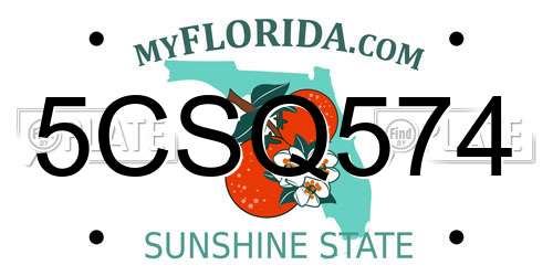 5CSQ574 Florida License Plate