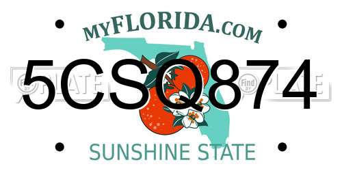 5CSQ874 Florida License Plate