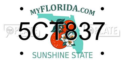 5CT837 Florida License Plate