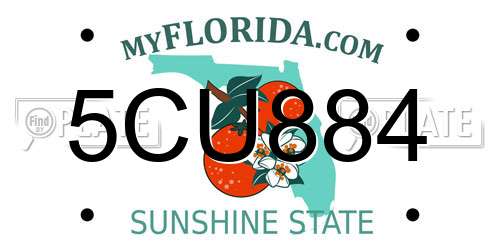 5CU884 Florida License Plate