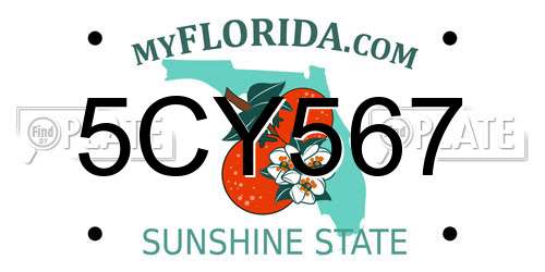 5CY567 Florida License Plate