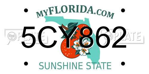 5CY862 Florida License Plate